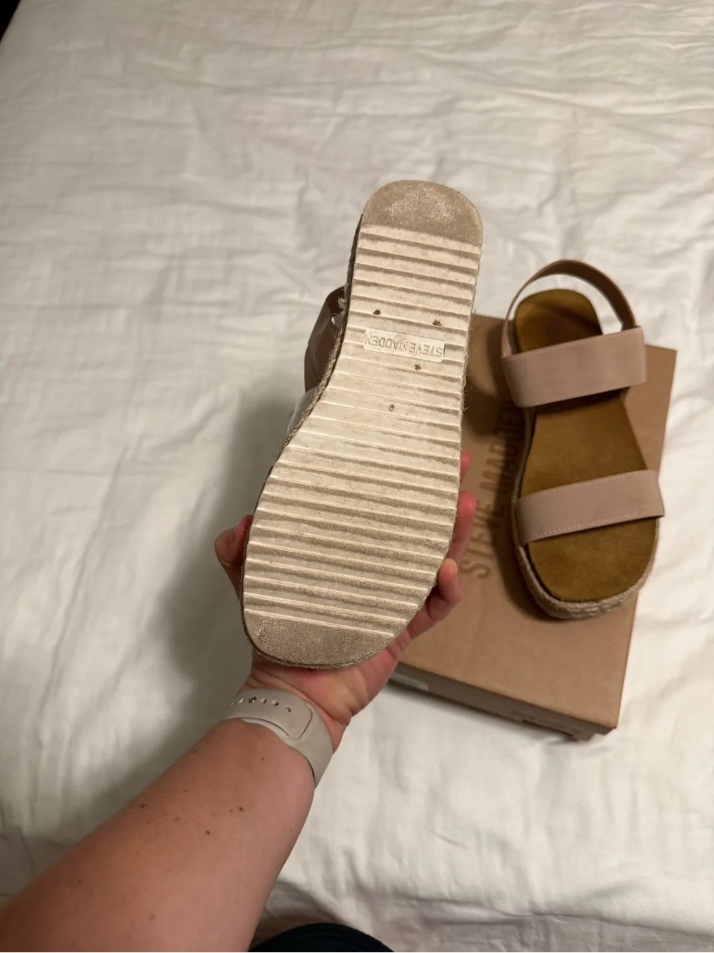Steve Madden Taupe Espadrille Platform Sandals